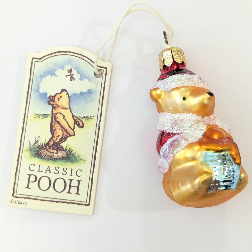 Midwest of Cannon Falls Winnie Pooh Santa 3" Blown Glass Ornament w/Tags Poland